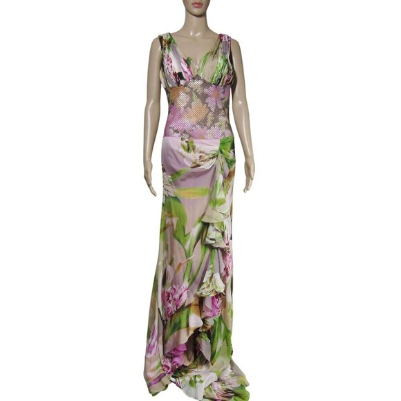 MUSANI COUTURE 6 Floral ASYMMETRICAL Halter FAIRY Pink Princess Prom Maxi Dress - Picture 1 of 14